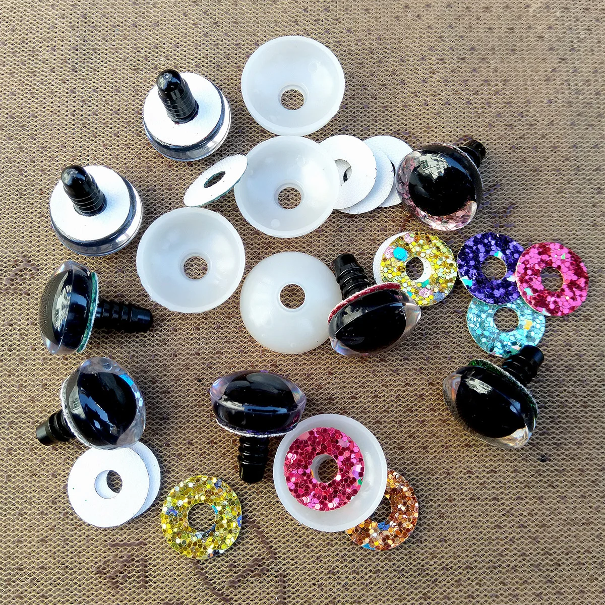 20pcs High Quality Safety Eyes For Amigurumi Crochet Toys Glitter Mixed Sizes Large Green Blue Buttons Doll Eye 18/20/25/30/35mm 3