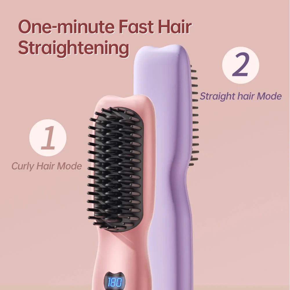 Hair Straightening Brush Negative Ion Electric Hot Heated Comb Multifunctional Straightener Ceramic Comb Quick Hair Styler 5