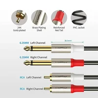 6.35mm To RCA Cable Dual 1/4 TS Male To Dual RCA Male Stereo Audio Cable for Guitar AV Receiver Speaker Amplifier Home Theater - Image 5