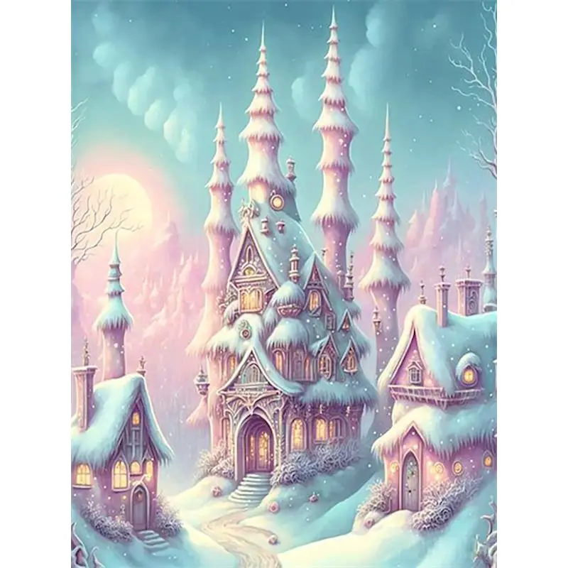 

RUOPOTY Painting By Numbers For Pictures by numbers Snow Castle Original gifts Adults crafts Painting Decor
