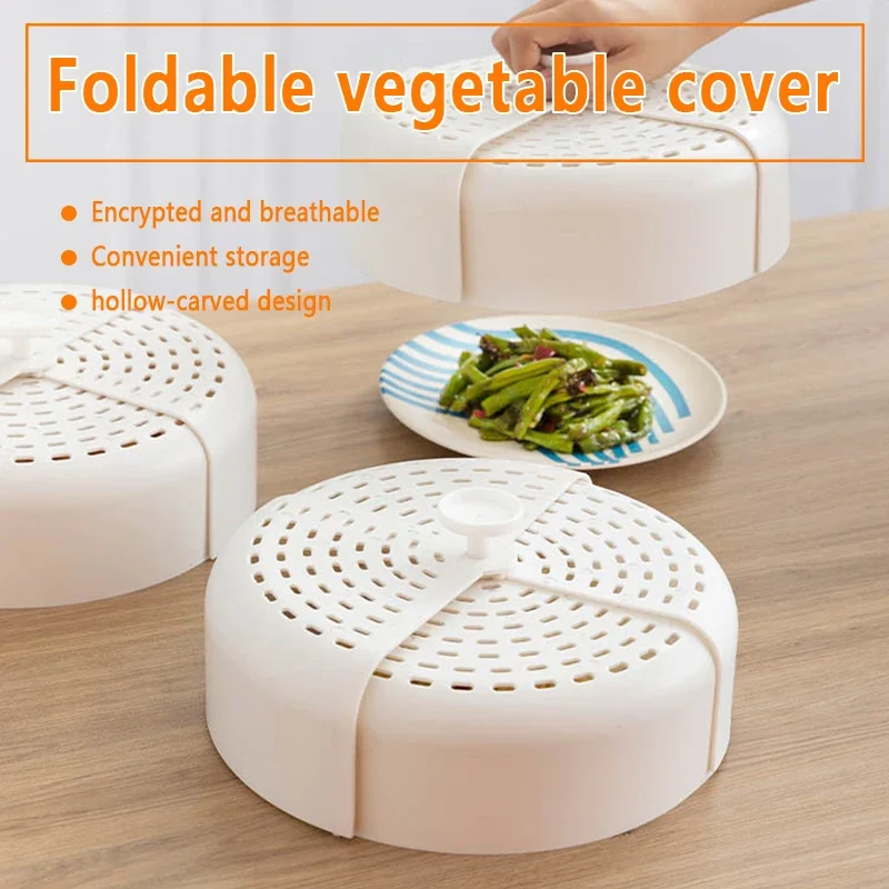 Kitchen Foldable Microwave Food Cover Plastic Anti-mosquito Breathable Safe Vent Reusable Leftovers Dust Food Cover