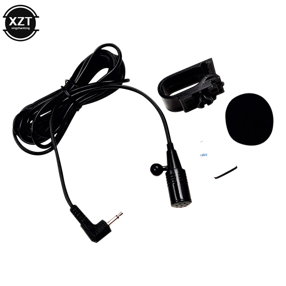 Car Sticky Microphone 2.5mm Connector Plug Car Pioneer Microphone Stereos Radio Receiver Bracket and Windproof Foam