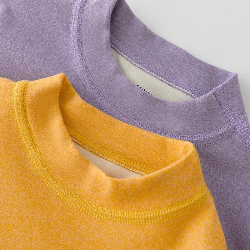 Children's mid-neck thermal underwear set boys and girls pajamas double-sided seamless autumn trousers homewear