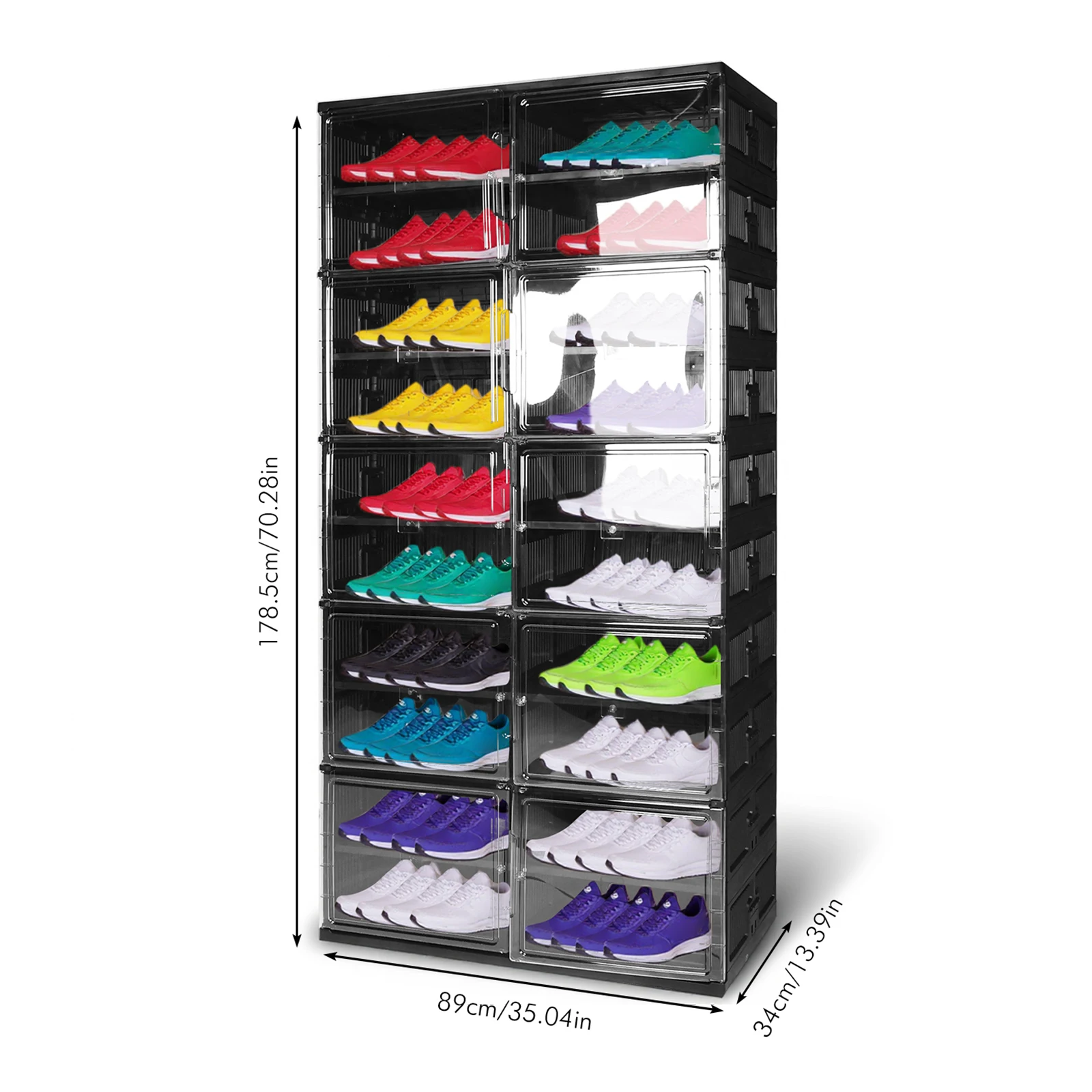 10 Tiers 40 Pairs Collapsible Shoe Storage Box with Magnetic Clear Door Shoe Organizer Shoe Shelf for Entryway & Closet