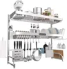 Over The Sink Dish Drainer Drying Rack,3 Tier Adjustable Length (25.5'' to 37.4'') Full Stainless Steel Large Storage Kitchen 6