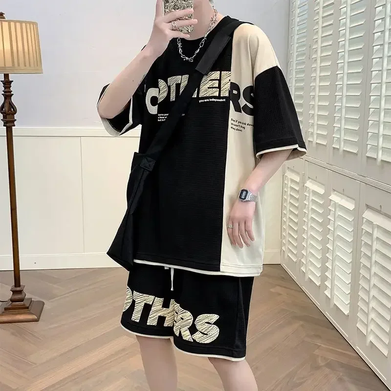 Ropa para hombre Pantalones deportivos Conjuntos deportivos Sudadera con capucha y camiseta con el alfabeto Conjuntos de pantalones cortos marrones Chándal holgado Conjunto de 2 piezas 5xl