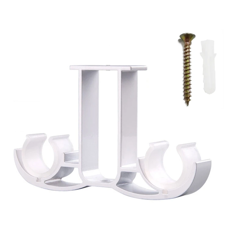 1pc Double Curtain Rod Brackets Window Hardware Holder Home Decor Q84D