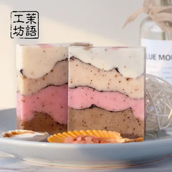 홍화 코코넛 밀크 비누, 레몬 민트 재스민 염소 밀크 비누, 치자 에센셜 오일 비누, 차가운 연출