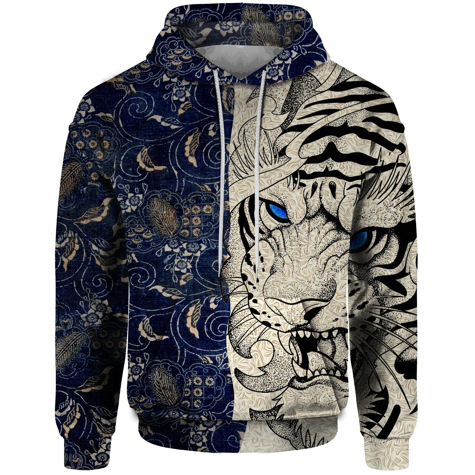 thumbnail image 1 of Sudadera con capucha holgada con estampado 3D de tigre gótico para hombre, ropa de calle Harajuku, otoño 2024, 1 of 5