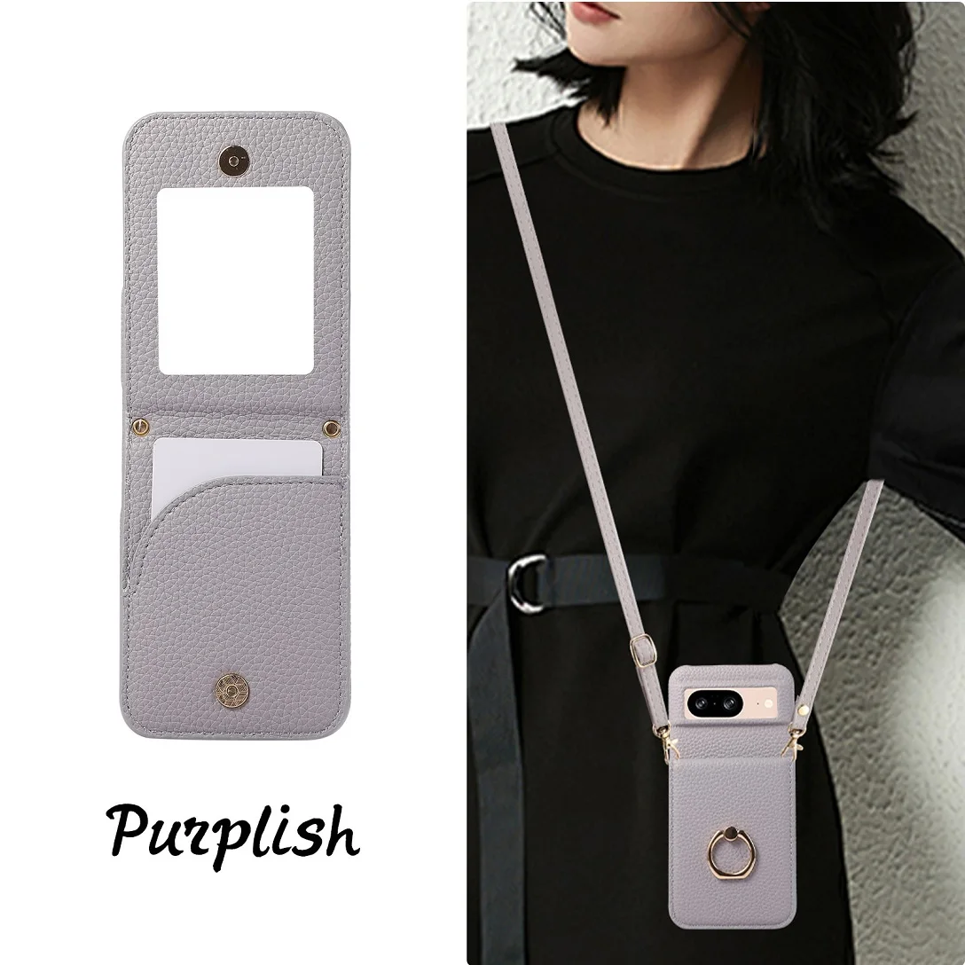 Luxury Crossbody Leather Wallet Case with Card Slots and Mirror Makeup Cover
