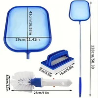 Kit complet de nettoyage de piscine 3 pièces, avec perche en aluminium à 5 sections, épuisette à feuilles et brosse de piscine, outils d'entretien professionnels 6