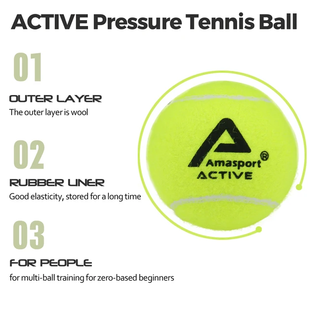 AMASPORT Tennis Balls Practice Training Pressureless High Quality Durable Bouncy Balls for Beginner Tennis Sport 6
