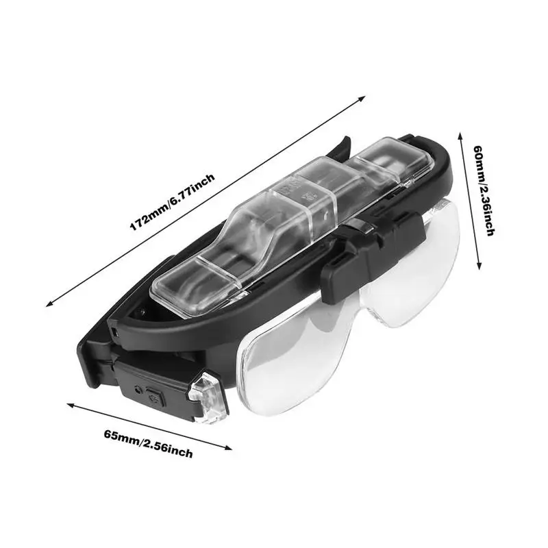 Headband Interchangeable Magnifying Glass Rechargeable Headset Magnifying Glasses Binocular Magnifier for Watch Repair Jewelry