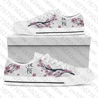 Simple Sakura Tree Print Lightweight Classic Vulcanized Shoes Cherry Blossoms Design Casual Sneakers Canvas Shoes 1