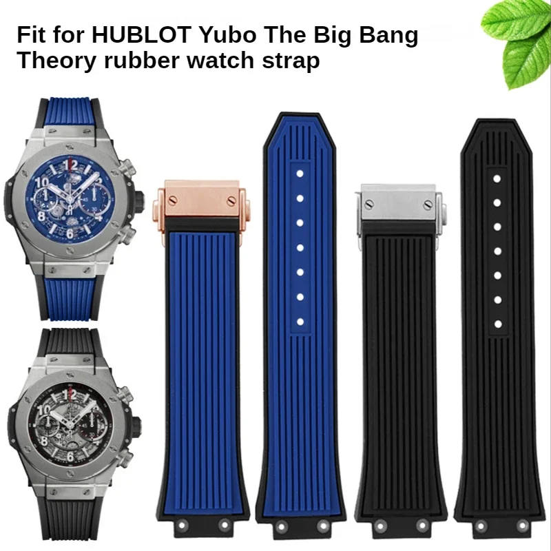 Cinturino In Gomma 25 Mm Per Hublot Big Bang – Ricambio Con Strumenti, Colore Nero Coste, Senza Fibbia - 5