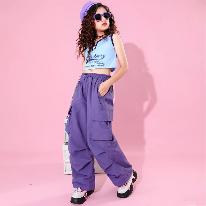 

Kids Summer Street Dancing Clothes Sleeveless Top Baggy Pants Children Hip Hop Dance Sets Teenage Girls Tracksuit 6 8 10 12 14Y