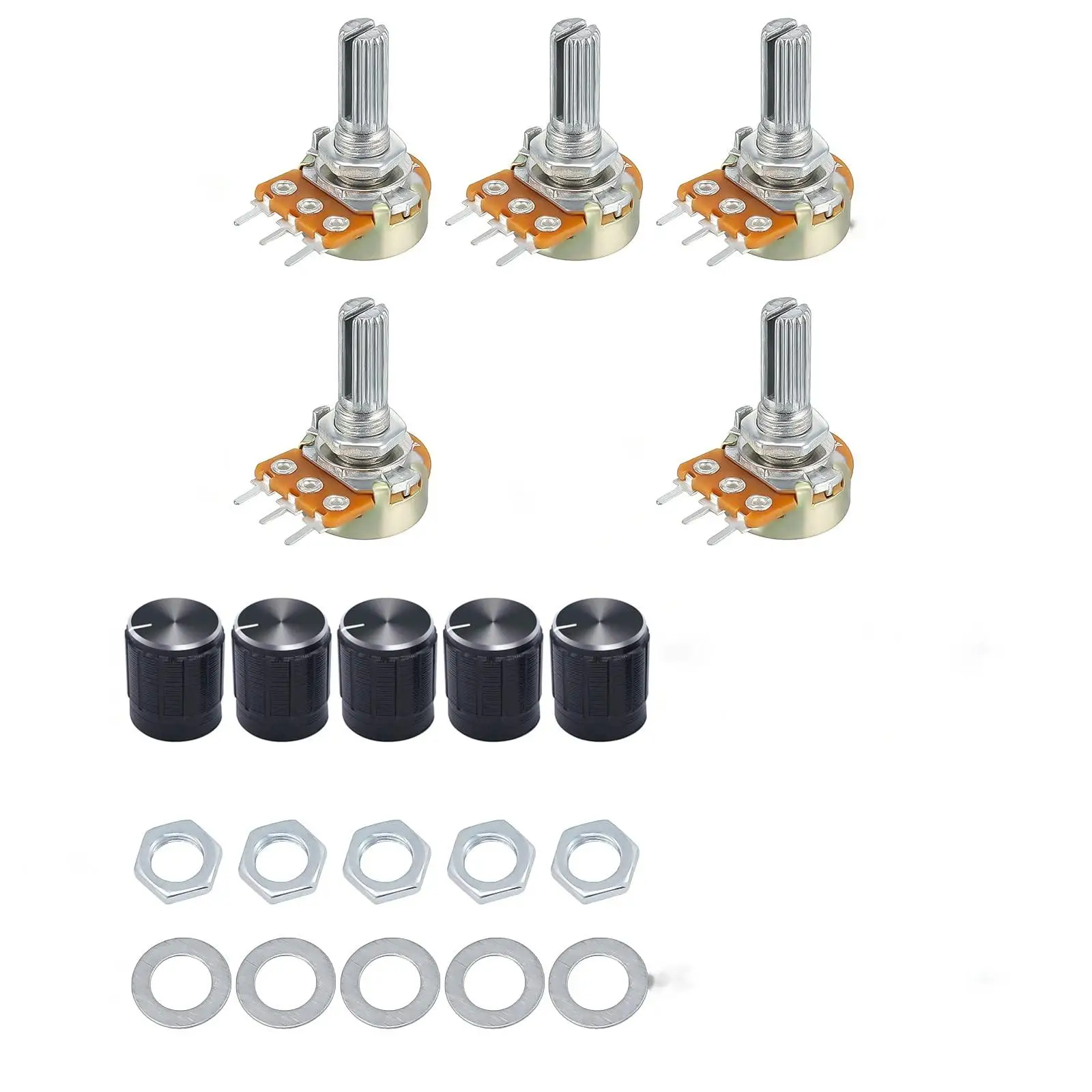 5Pcs WH148 Potentiometers 3Pin 1K 2K 5K 10K 20K 50K 100K 250k 500K 1M ...
