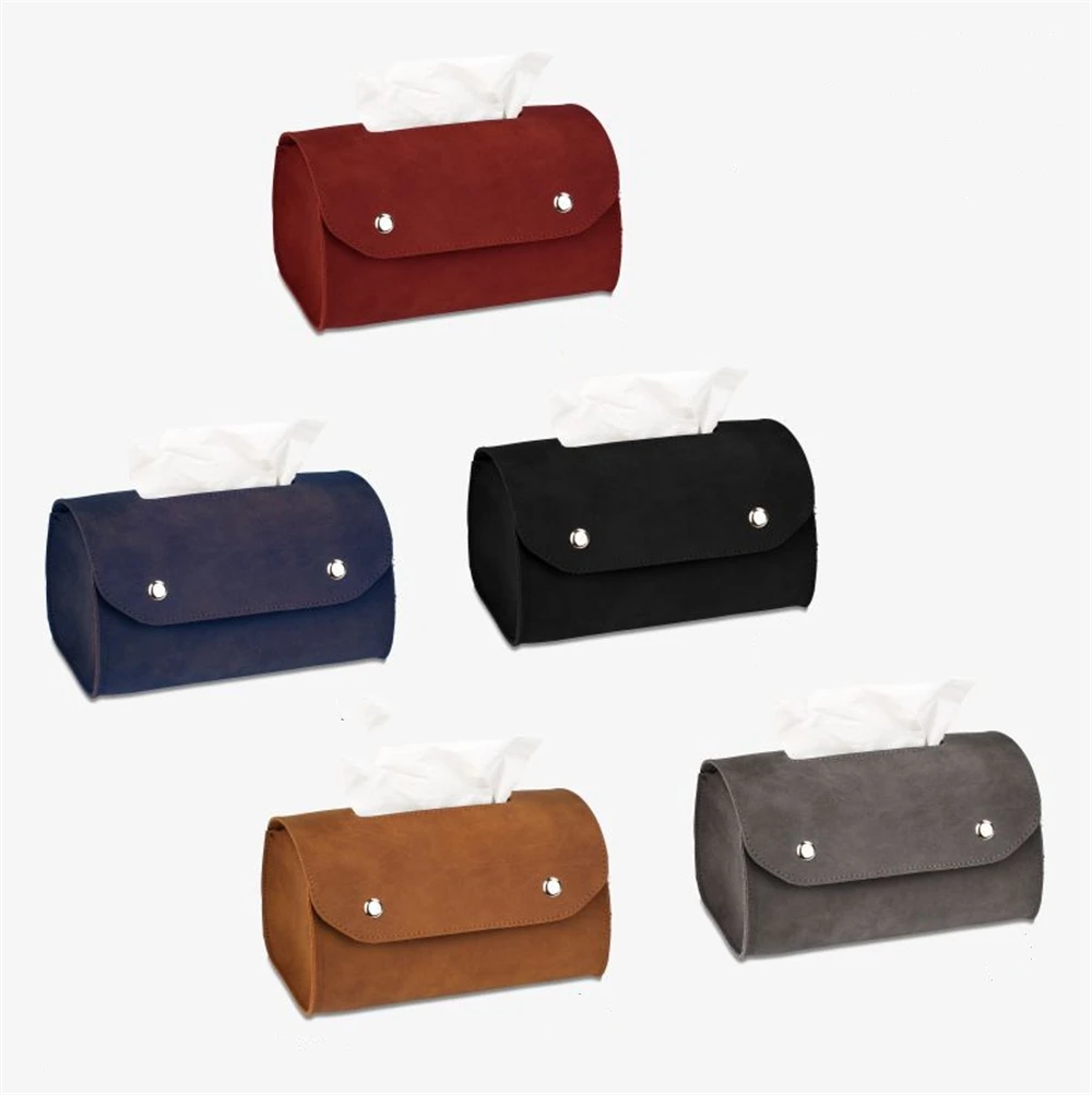 Retro PU Leather Table Napkin Holder Eco Tissue Box for Bedroom Household Living Room Decoration Car Kitchen Office Storage Bag 4