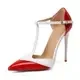 

Stiletto Sandals Women Plus Size 34-47 High Heels 2023 Sexy Colour Block Sparkling Patent Leather Summer Pointed Toe Shoes