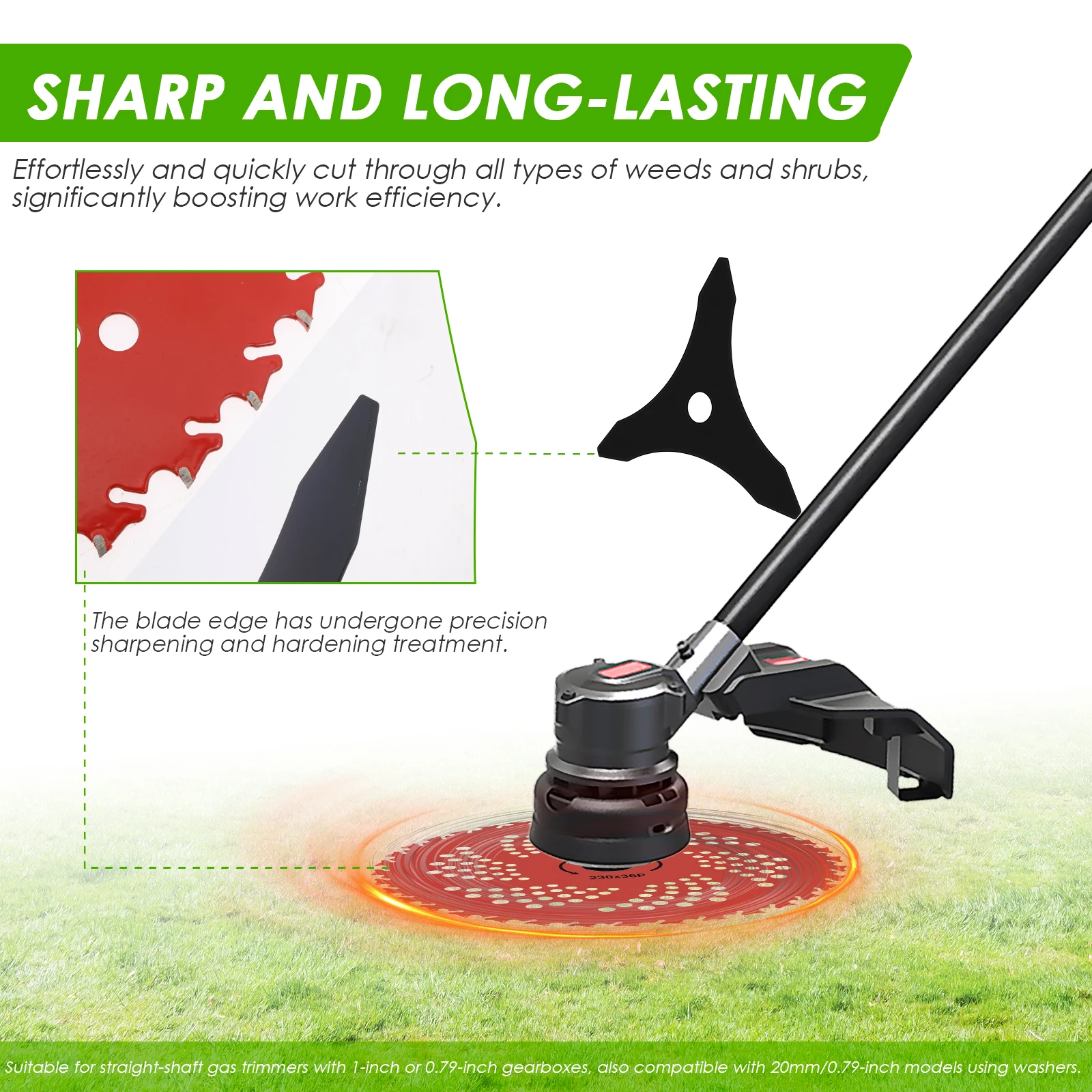 Brush Cutter Blades Kit Manganese Steel Power Teeth Weed Wacker Replacement Blades Lawn Trimmer Blade for Gardening Weeds Grass