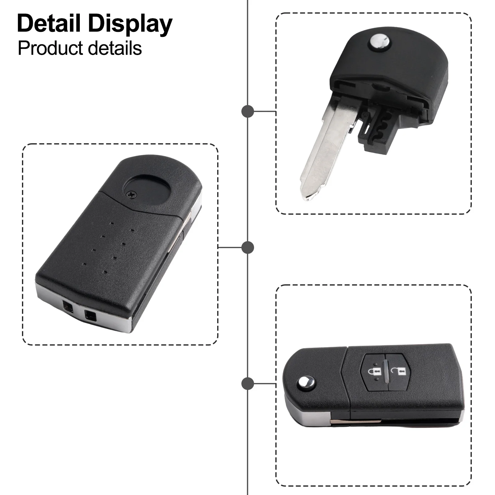 Key Shell Internals Security Fob Case Parts for Mazda Demio Mazda MPV (2004-2006) 2 M2(2008-2015) key case,key case cover,car key shell,flip key fob shell,car key chain