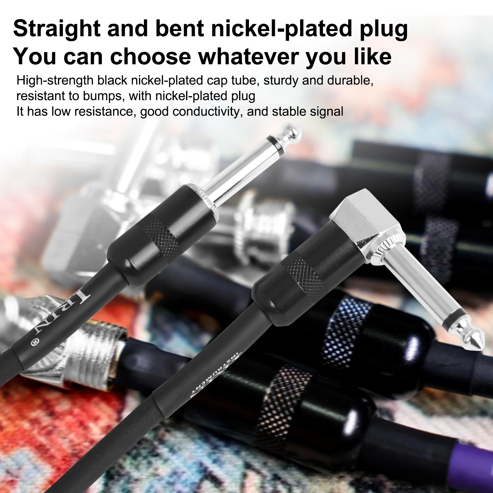 IRIN GT-108 3M Gitarrenkabel Verstärker-Spiralkabel Gerade/Gewinkelt 6,35mm Stecker auf Stecker Geräuschreduzierendes Kabel Gitarrenteile Zubehör – Detail 5