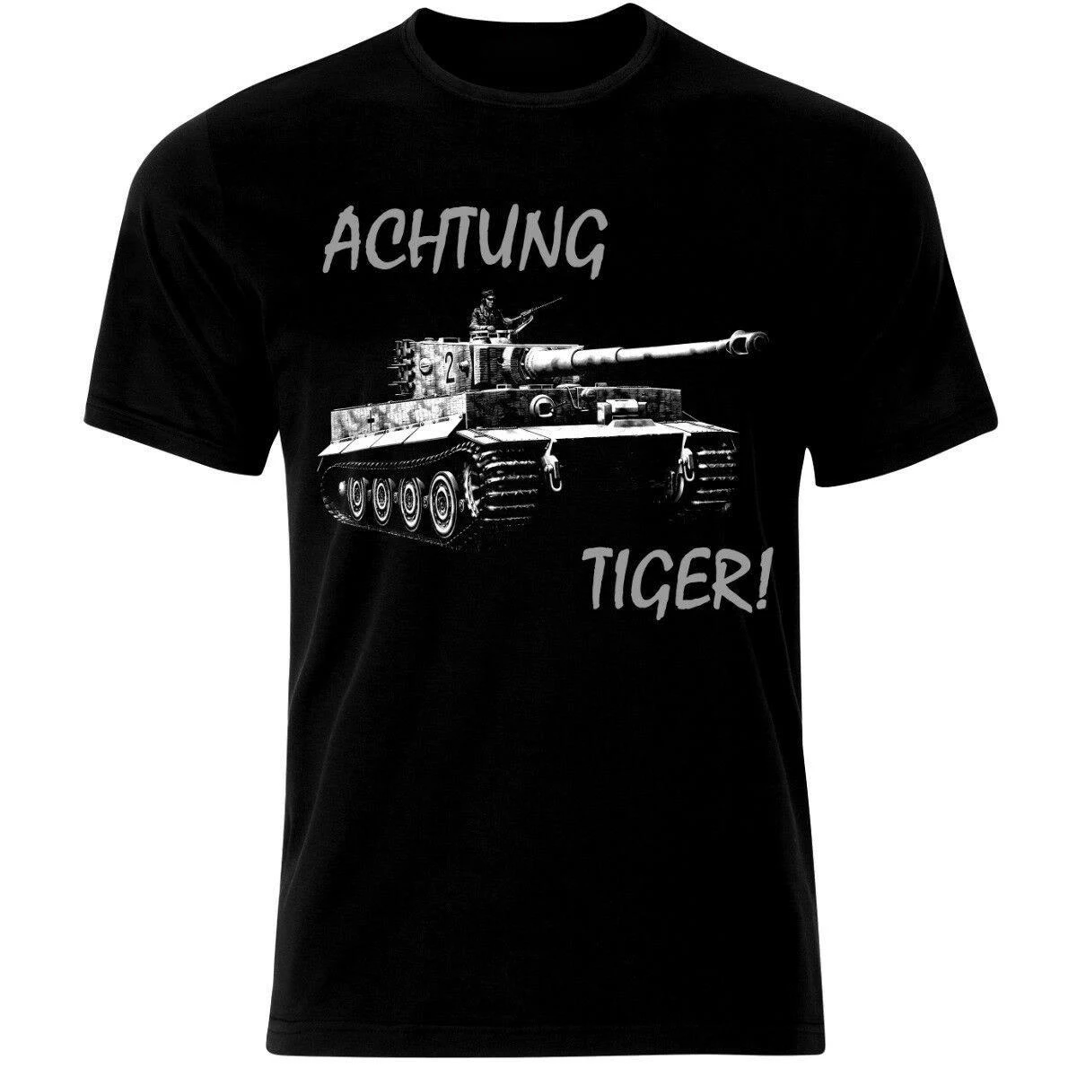 

Achtung Tiger- WWII German Tiger Tank Wehrmacht Panzer T Shirt. Short Sleeve 100% Cotton Casual T-shirts Loose Top Size S-3XL