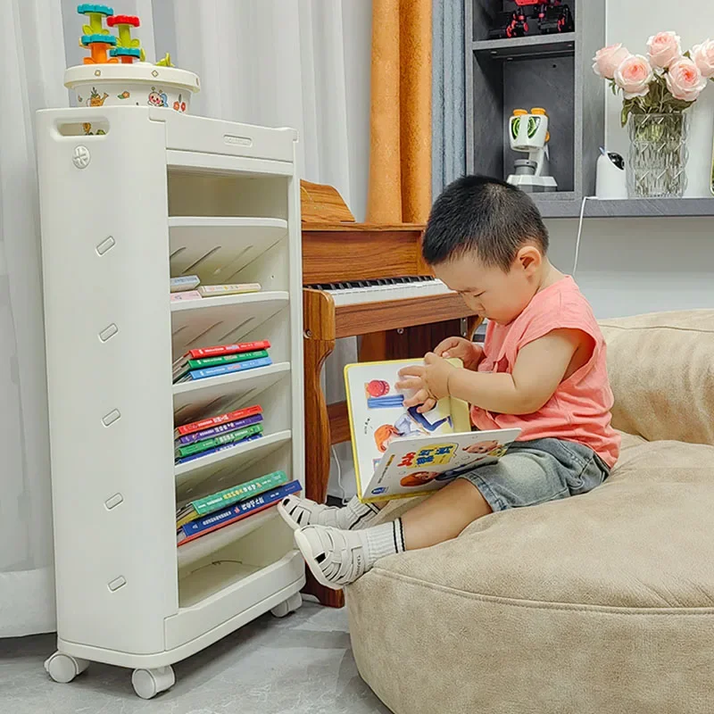 

Environmental PE Plastics Classroom Desk Bookshelf Student Children Study Area with Wheelsl Movable Nordic Simple Storage Rack