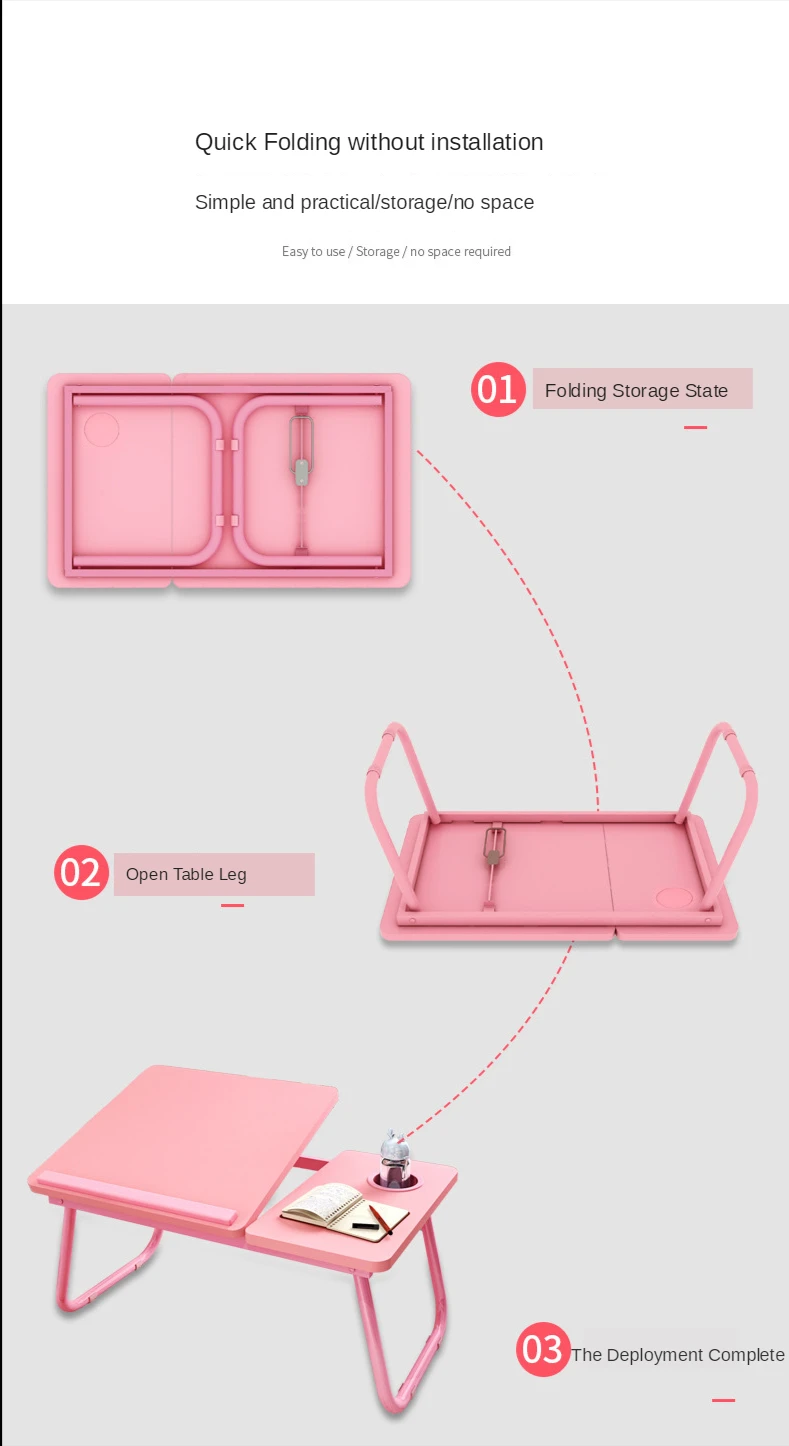 Description Picture 6 of itemFolding Laptop Desk for Bed Portable Computer Tray for Sofa Table for Writing 4 Angles Adjustable Laptop Table with Cup Holder