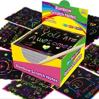 100Pcs Dazzling Scratch Pintura Pai Filho Brinquedos Interativos Note Cards Handmade 2