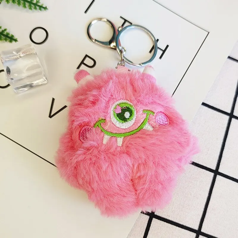 Plush Keychain 2 Pieces Big Eyed Monster Keychain Random Color Single Eyed Beast Plush Pendant
