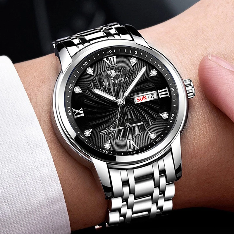 

Mens Watches Top Brand Luxury Waterproof Week Date Clock Male Stainless Steel Strap Casual Quartz Watch Men Sports Wristwatch