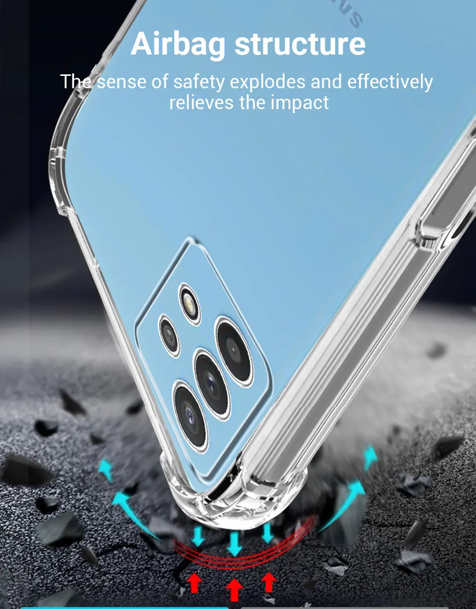 Luxuriöse klare stoßfeste Hülle für Samsung Galaxy A53 A33 A13 A73 A23 5G A31 A51 A71 A52S A72 A22 A32 A12 Silikon Soft Cover – Detail 3