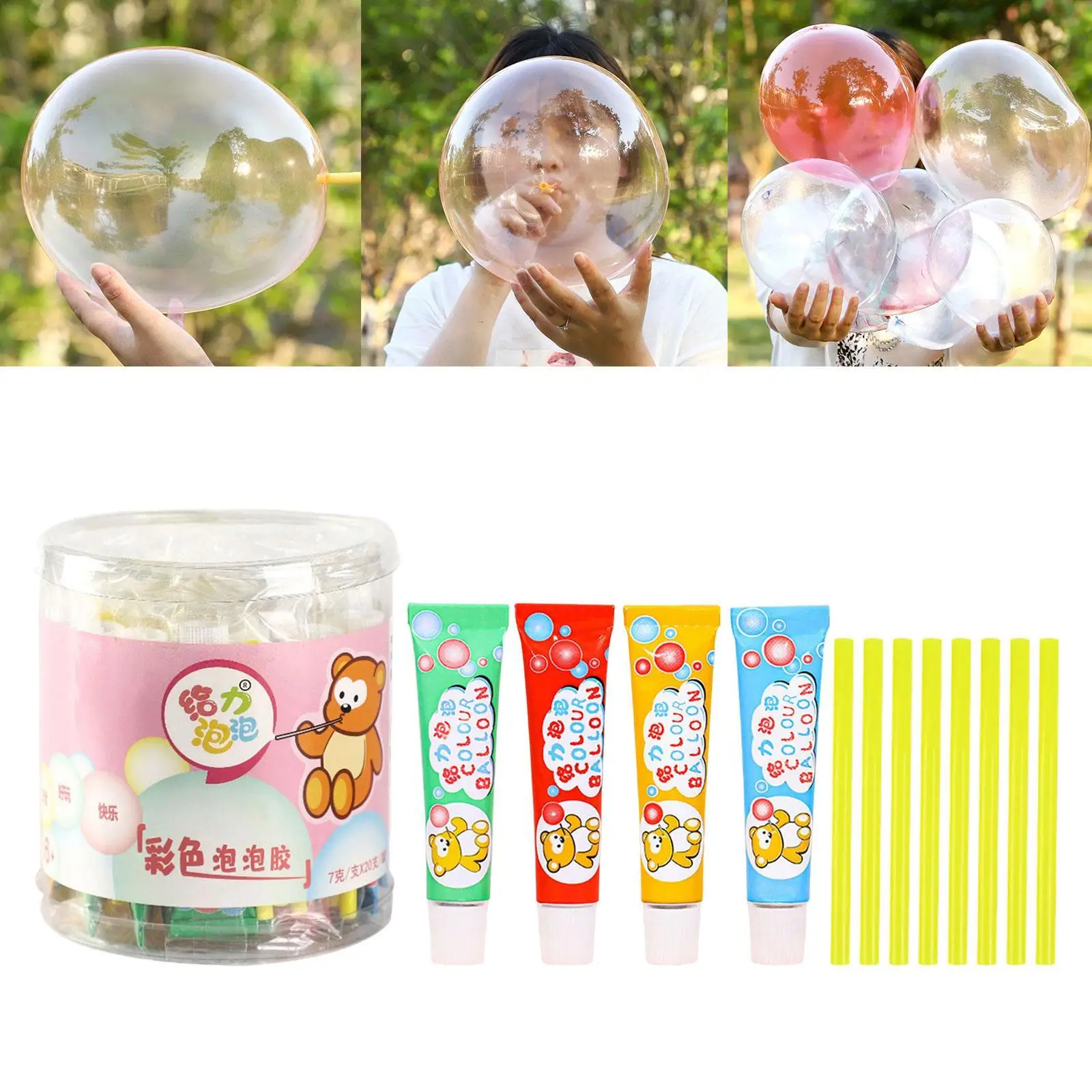 

20x Blow Bubbles with Straws Outdoor Toy Not Easy to Break Funny for Adults