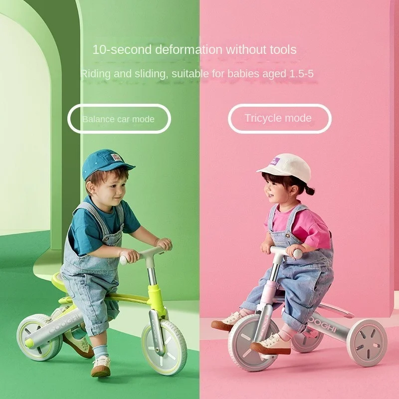 Children's Balance Bike Baby Bicycle 3 in 1 Handcart Baby Stroller Foldable Foam Wheel Exercise Balance Ability Skateboard