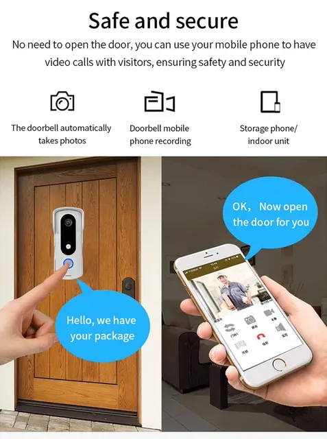New 2 Wire Video Intercom System 7'' Color Touch Screen Tuya Wifi 1080P  Rainproof Call Panel IR Camera for Home Villa Building 3