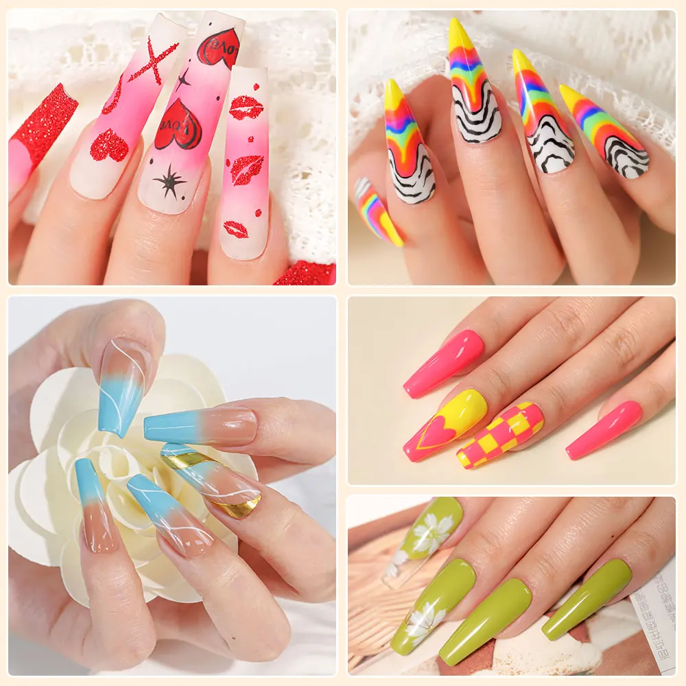Poly Nail Gel Kit with UV Light Base and Matte Glossy Top Coat Nail Gel Polish Soak off Manicure Accessory Tools 3