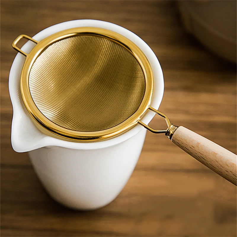 Description Picture 3 of itemWooden Handle Reusable Tea Strainer Stainless Steel Fine Leak Mesh Sieve Tea Leaf Infuser Coffee Filters Teapot Accessories