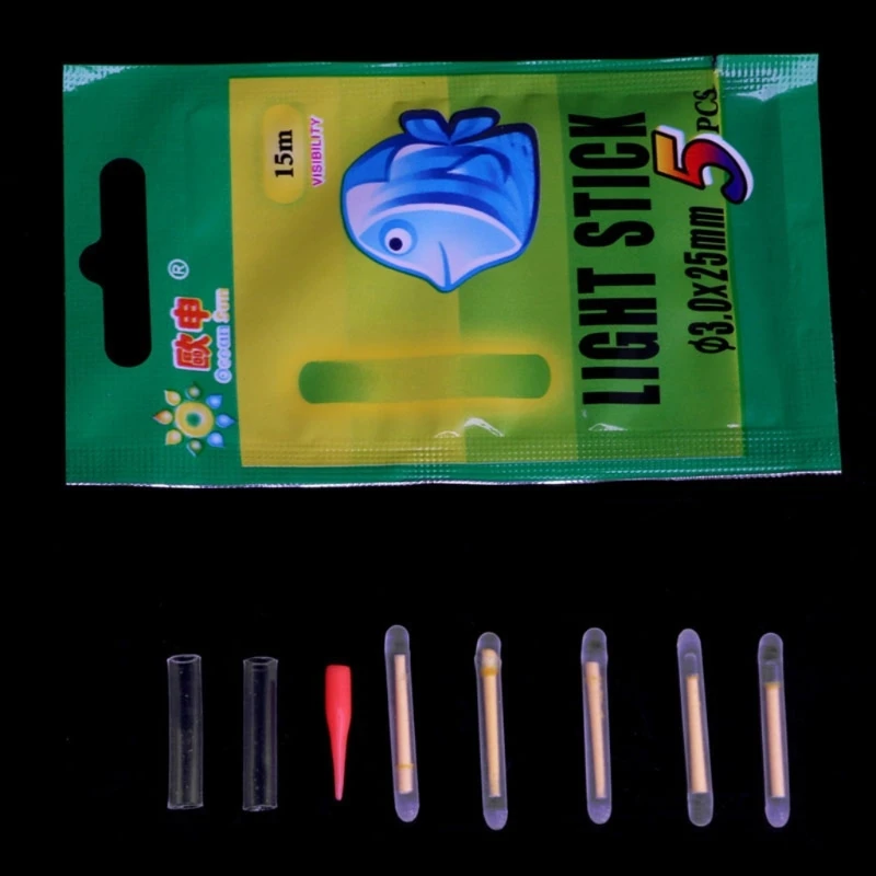

5Pcs Fishing Fluorescent Lightstick Float Light Night Clip On Dark Glow