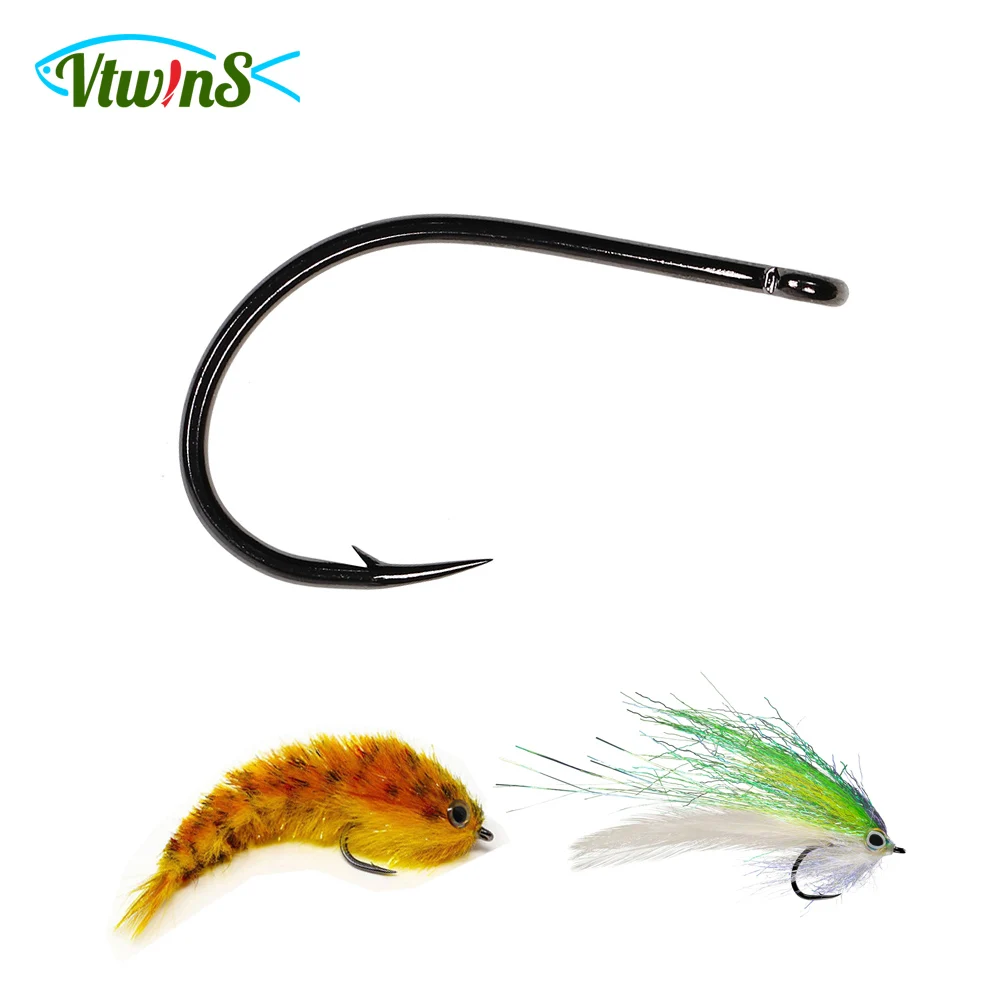 Vtwins 30Pcs Finitura Nichel Nero Finesse In Acciaio Al Carbonio Ad Alto Cambio Di Gioco Rimorchio E Mosche A Tubo Fly Tying Hook Amo Da Pesca