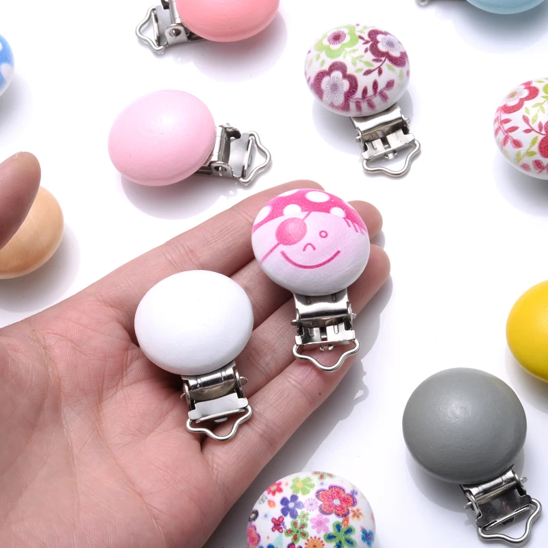 Wooden Pacifier Clip DIY Chain Care Toys Round Teething Clip Holder 10pcs For Infant Nipple Chain Accessory Making pacifier chain pacifier clip pacifier accessories teether clip