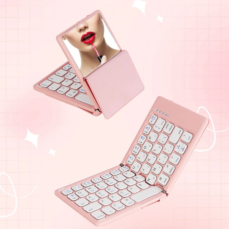Beauty mirror wireless bluetooth folding keyboard suitable for ipad phablet mobile phone notebook universal portable small