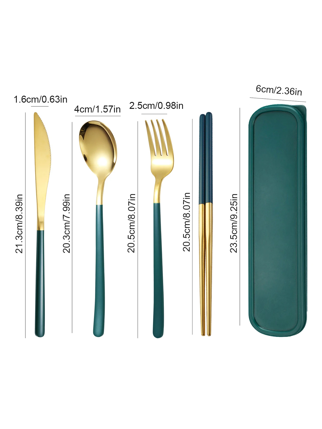 4pc Stainless steel tableware knife and fork spoon chopsticks tableware suit students go to school portable suit