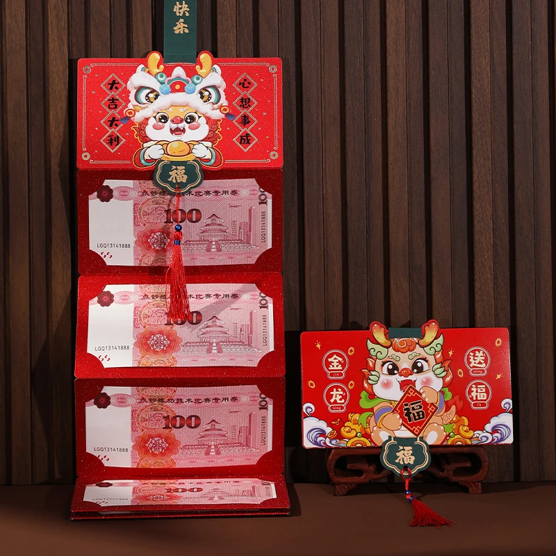 

Creative Foldable Red Envelopes With 6/10 Card Slots 2024 Chinese Dragon Year Red Pocket Envelope Spring Festival Lucky Bag Bags