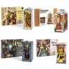 Robotime Wooden Book Nook Dollhouse Kit Puzzle House Model Building Kits with LED Lights Sakura Densya Sunshine Town Gardenhouse 1