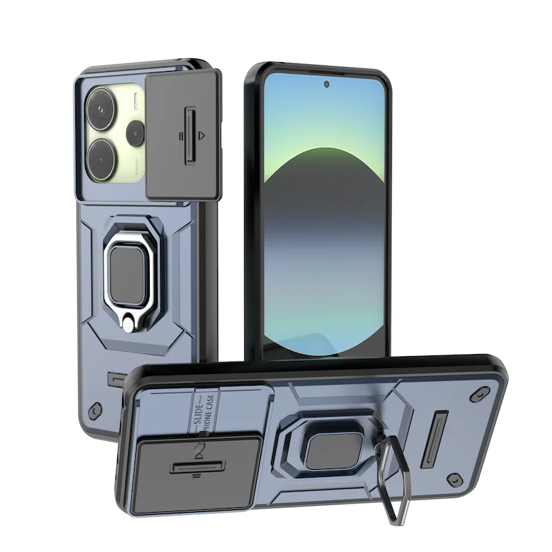Shockproof Armor Case with Lens Protection and Ring Stand Back Cover