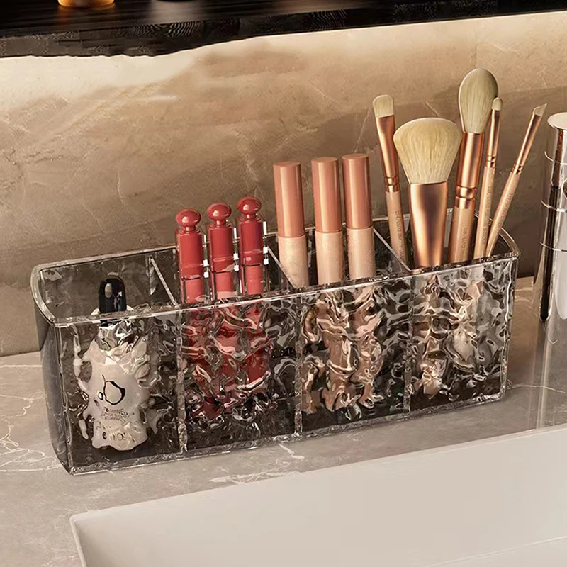 Water Ripple Acrylic Cosmetic Storage Box Makeup Brush Holder Organizer Lipstick Eyebrow Pencil Bathroom Storage Display Stand 4