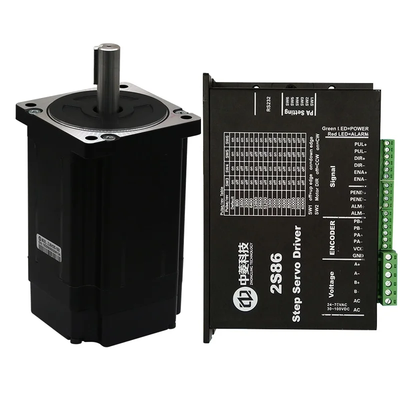 

ZLTECH Nema 34 86mm 8.5N.m 7A DC 36V 48V AC 27V-75V closed loop stepper stepping motor and driver kit for CNC engraver Medical