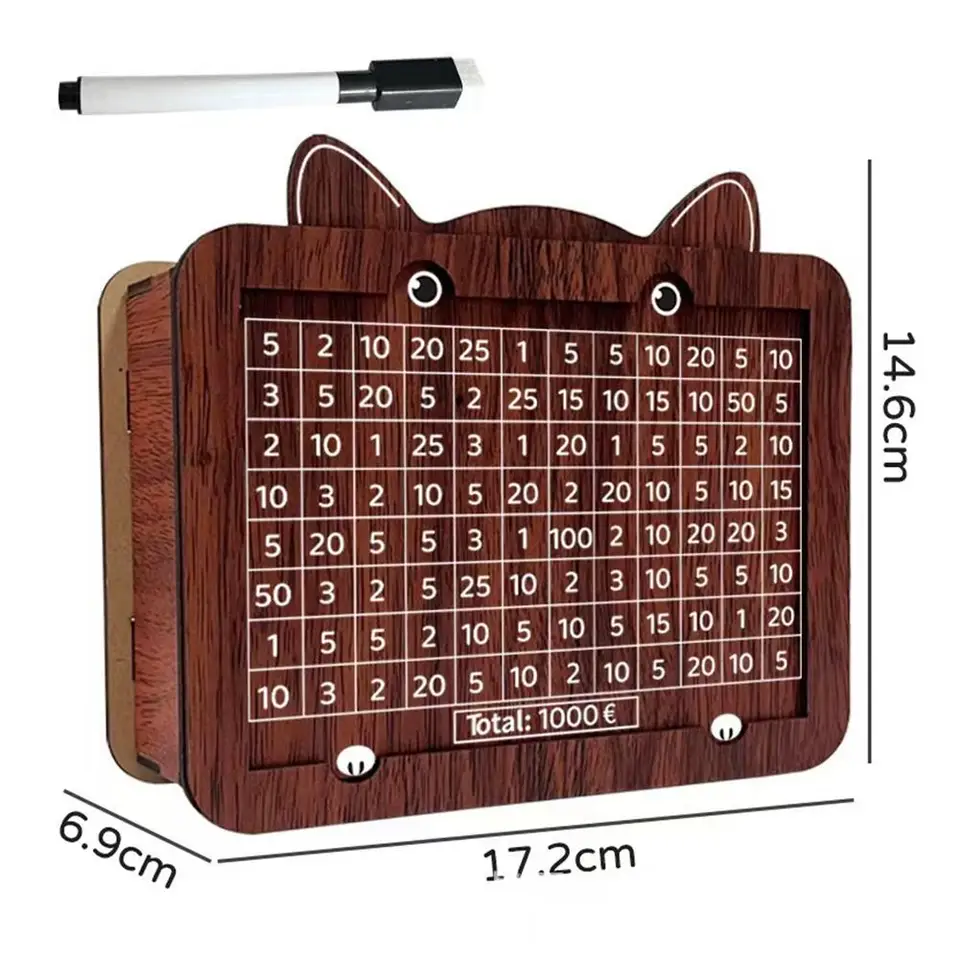 Houten spaarpot voor 1000/2000/3000/5000/10000 euro, geldkluis, spaarbox, uitdaging, geldopbergkoffer_voghion.com