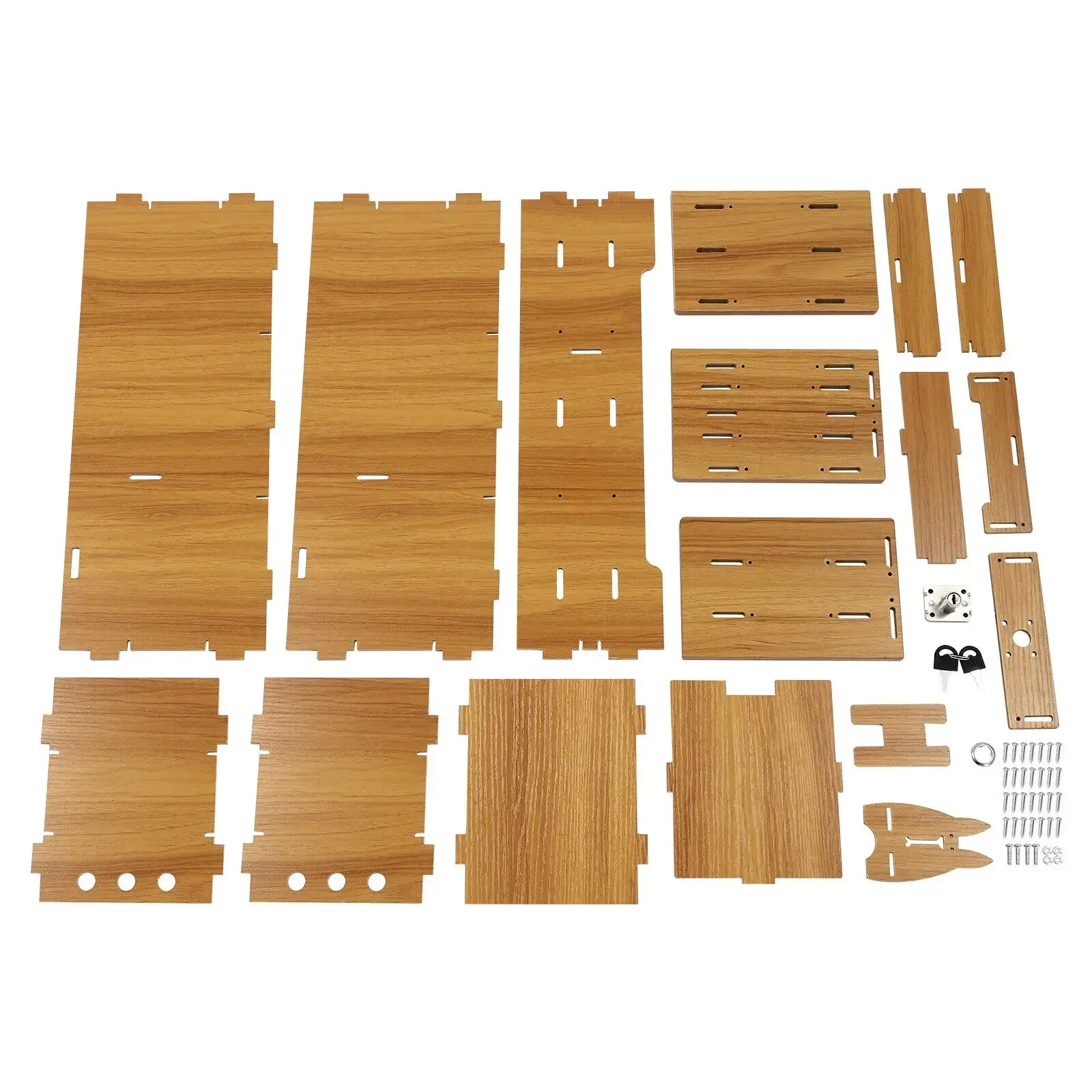 Wood Desk Organizer Home Office Desktop Storage Drawer Computer Holder w/Lock 6